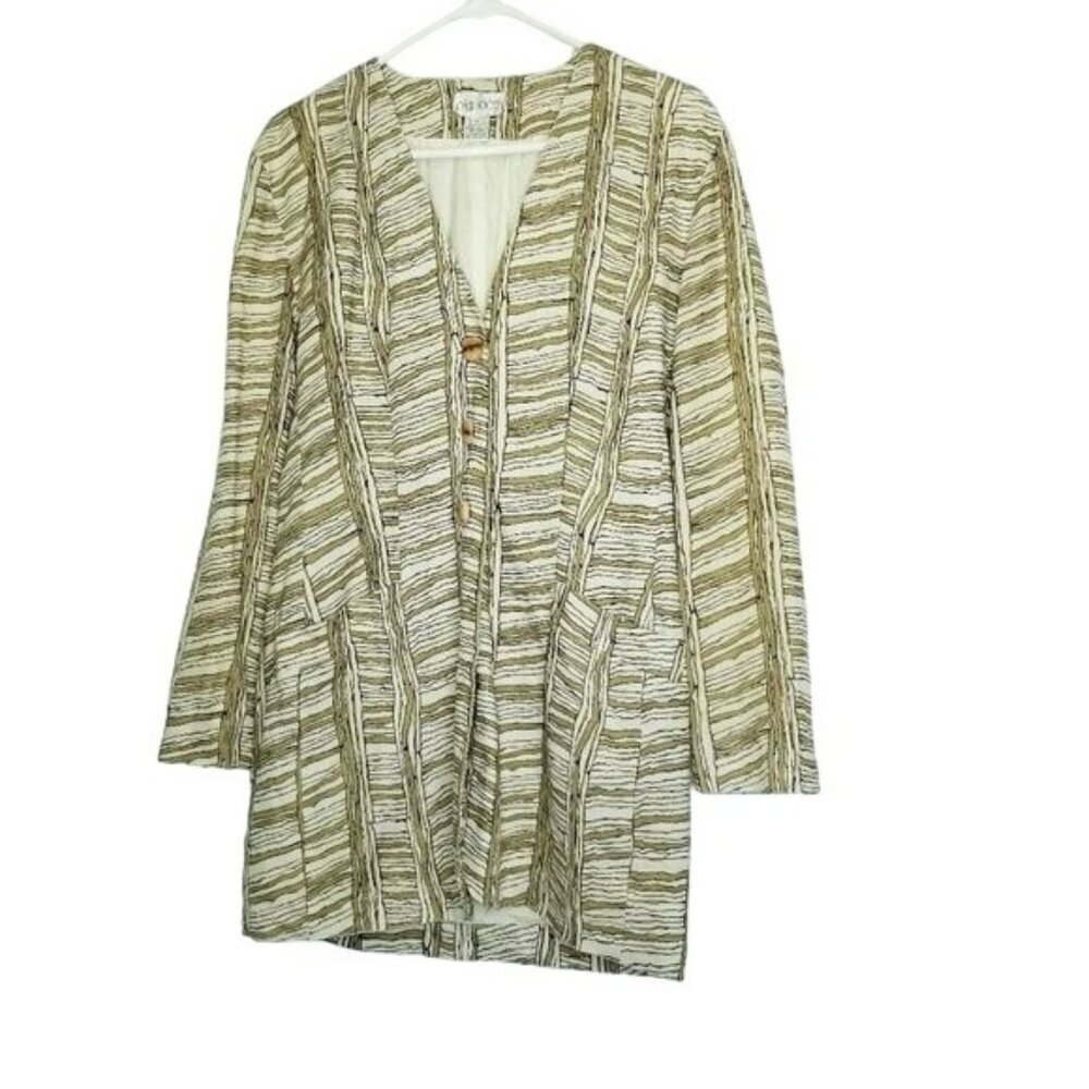 Pia Rucci vintage 80s? Blazer jacket womens‎ Medium linen blend Mark's on cuff